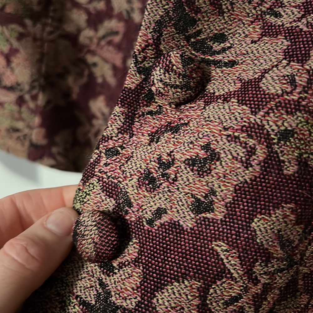Vintage Petite Sophisticate Floral Tapestry Jacket Blazer Maroon Size 12 - Picture 3 of 6